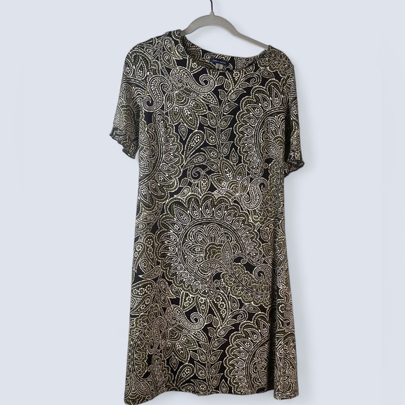Tommy Hilfinger Olive, Black and cream paisley pattern dress sz 10 - Picture 2 of 5